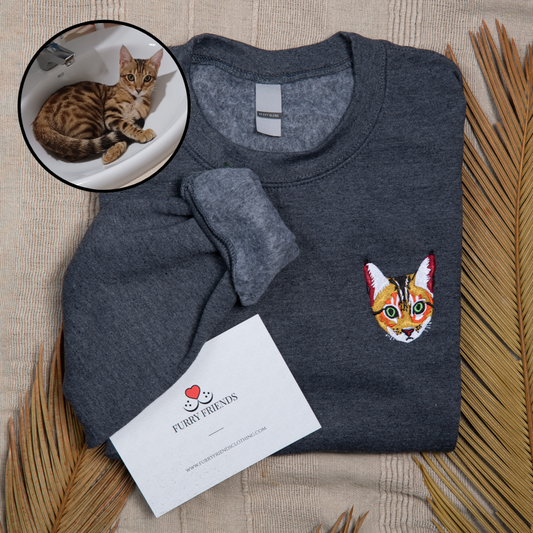 Custom Embroidered Sweatshirt with Pet Portrai